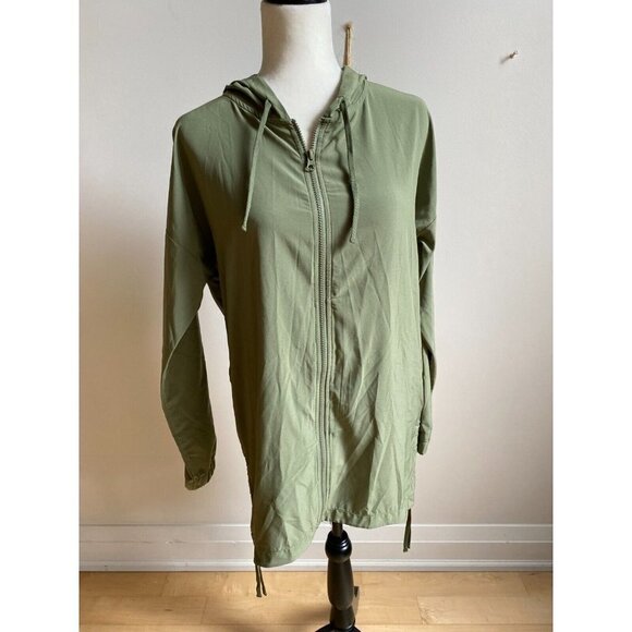 Z By Zella BNWOT Activewear Green Long Hooded Jacket Women Full Zip - Picture 1 of 7